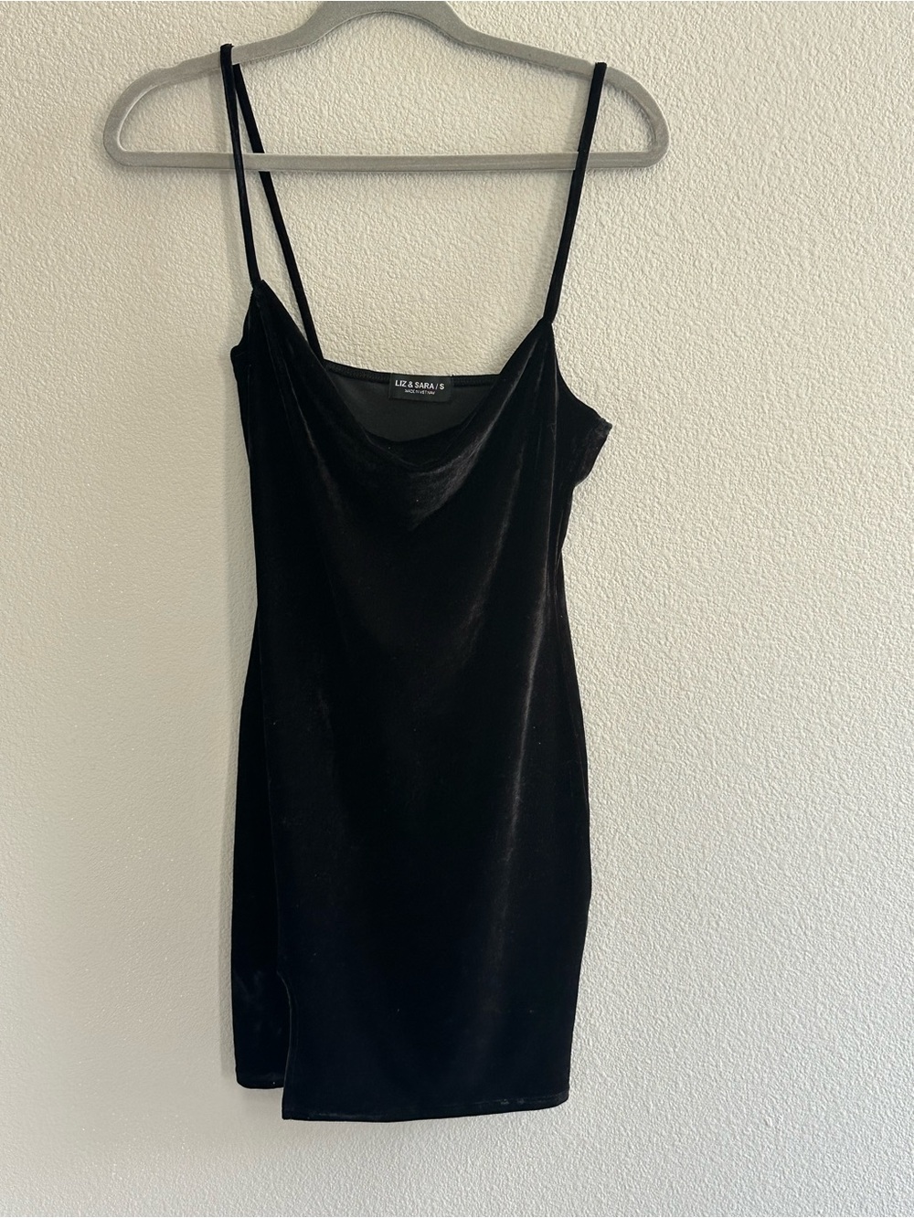 Windsor Black Velvet Cowl Mini Dress